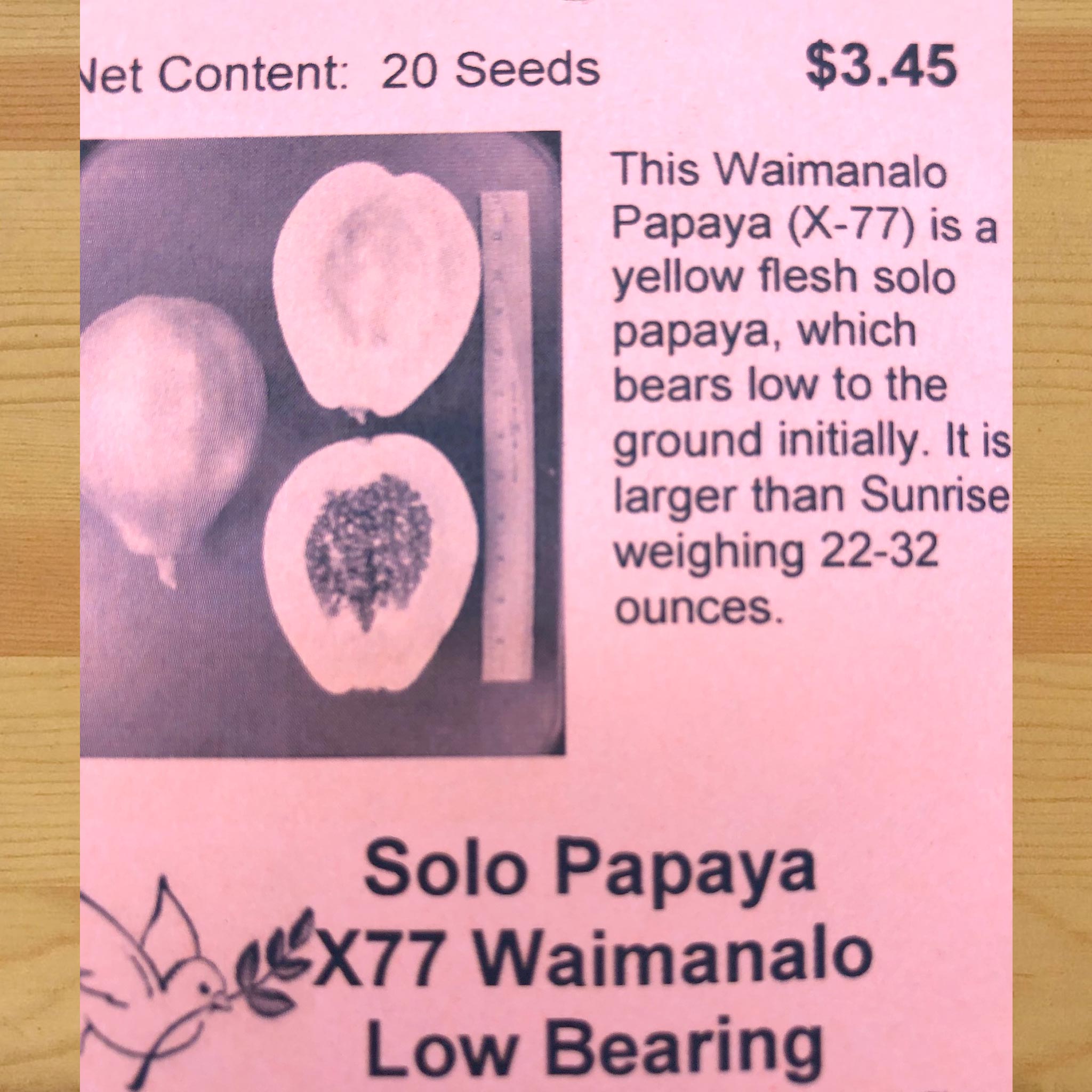 Papaya, Solo X77, Waimanalo Low Bear Asagi Hatchery